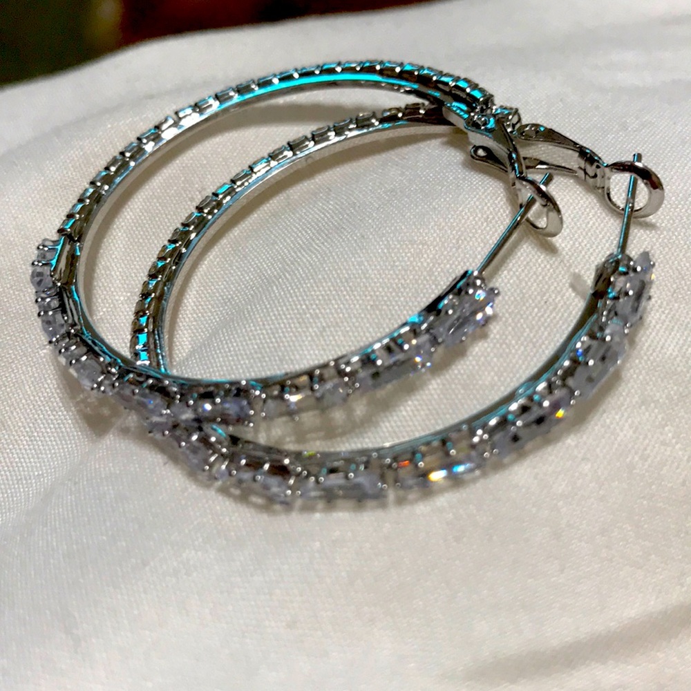 CZ hoop earrings